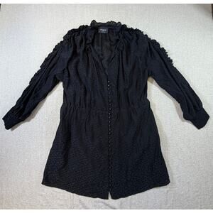 The Kooples Paris Women 0 Black Silk Goth Classic French Blouse Shirt Top